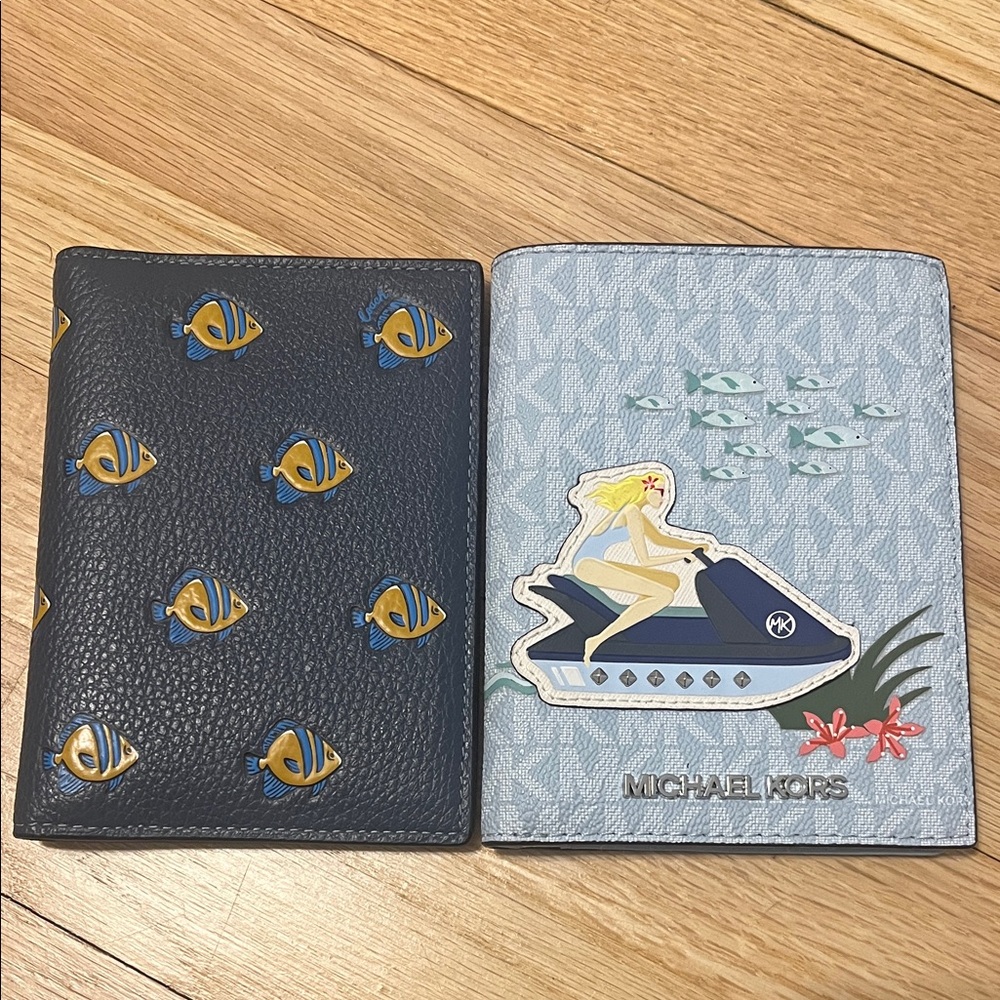 Coach and Michael Kors Navy and Light Blue Travel Set